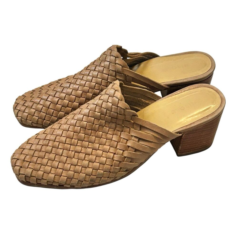 Nisolo Shoes Women’s Size 8 Ama Mules  Almond Beige Handcrafted Woven Leather